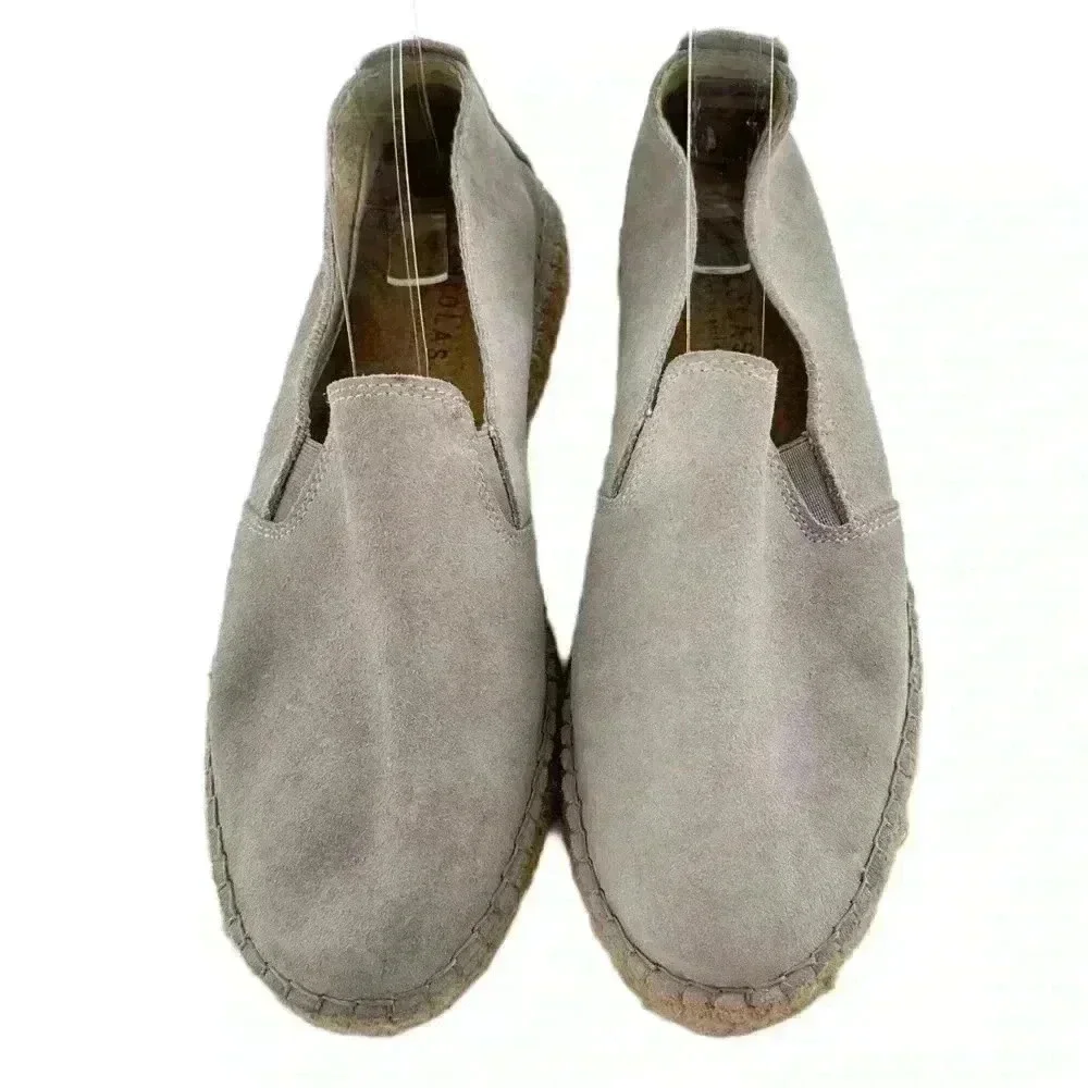 Fabiolas flats size 40 gray suede flatform Espadrilles coastal coastal granny